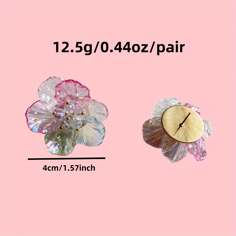 Boho Acrylic Flower Earrings Orange Yellow Pink Alloy Posts